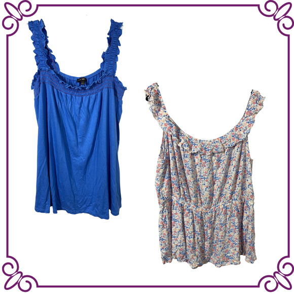 Lane Bryant Tops - TWO Lane Bryant Tank Tops Blue & Floral Size 18